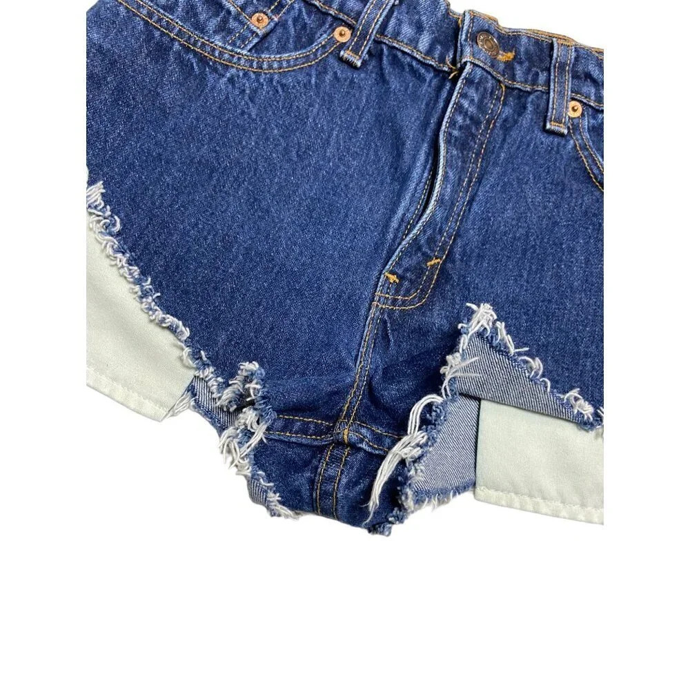 Vintage Levi’s 555 90's Cut Off Denim Jean Shorts-sz 7 (waist 27) - Picture 4 of 8